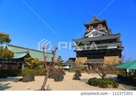 [Aichi Prefecture] Kiyosu Castle Tower and Kiyosu Castle Performing Arts Center in sunny weather 112371301