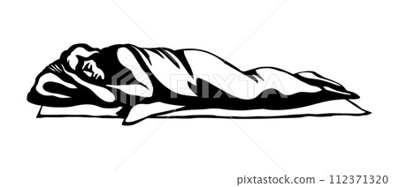 Vector drawing. Ancient sleeping man 112371320