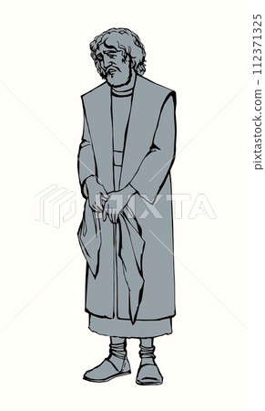 Vector drawing. Upset old man 112371325