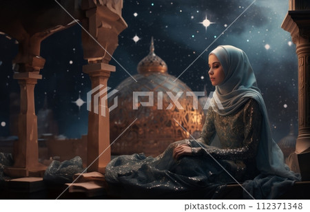 AI-generated content. A Muslim woman in hijab stands on the surface of the moon, welcoming the first Ramadan in a new era of space exploration.Generated image AI-generated content. A Muslim woman in hijab stands on the surface of the moon, welcoming the first Ramadan in a new era of space exploration.Generated image 112371348