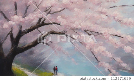 櫻花油畫-插圖素材[112371639] - PIXTA圖庫