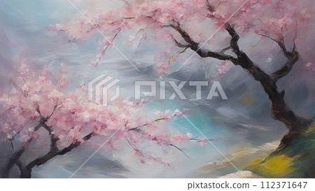 Cherry blossom oil painting Cherry blossom oil painting 112371647