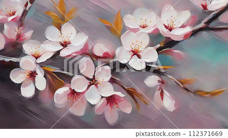 櫻花油畫 櫻花油畫 112371669