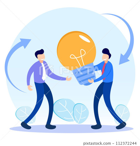 Illustration vector graphic cartoon character of brainstorming 112372244