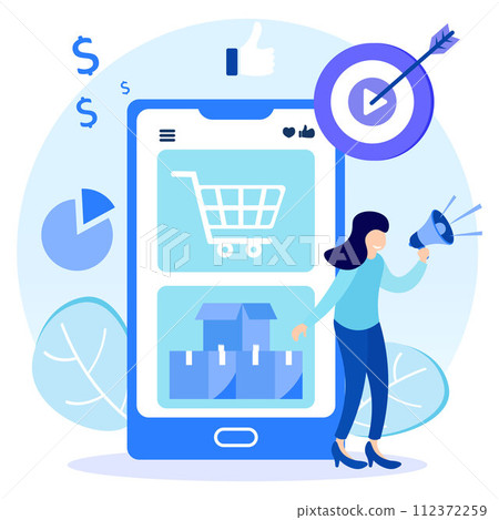 Illustration vector graphic cartoon character of digital marketing Illustration vector graphic cartoon character of digital marketing 112372259