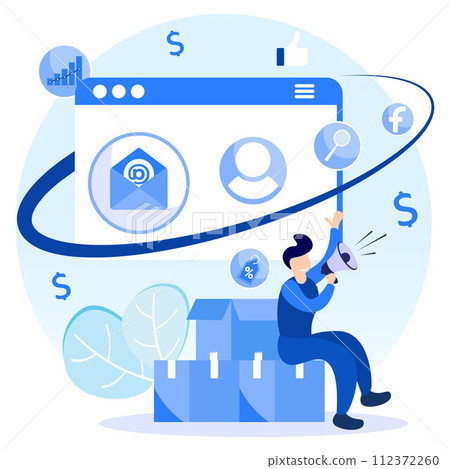 Illustration vector graphic cartoon character of digital marketing Illustration vector graphic cartoon character of digital marketing 112372260