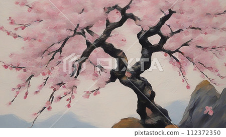 Landscape with cherry blossoms oil painting 112372350