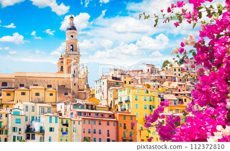 Menton town, France 112372810