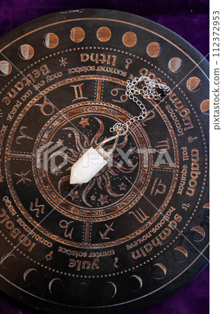 Healing crystals on brown background 112372953