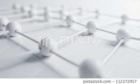 A high-resolution image depicting a network of interconnected spheres and rods, symbolizing connectivity, structure, and scientific concepts 112372957