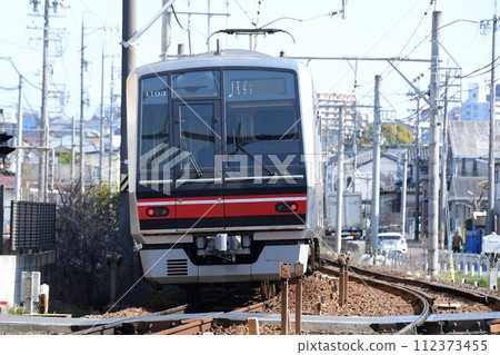 Meitetsu Seto Line commuter stainless steel train Meitetsu Seto Line commuter stainless steel train 112373455