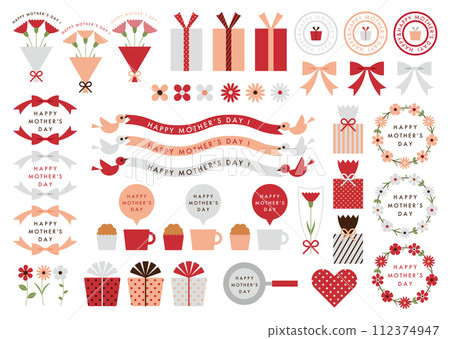 禮物盒與母親節素材插畫集 禮物盒與母親節素材插畫集 112374947
