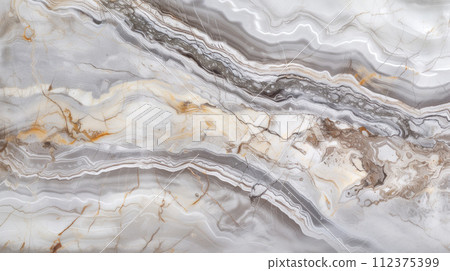 Light gray and golden high detail marble and granite stone texture with shadowed dark veins and cracks 112375399