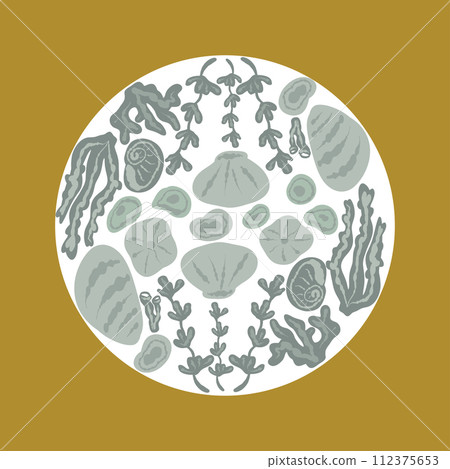 Shells undersea world pattern in a circle poster Shells undersea world pattern in a circle poster 112375653