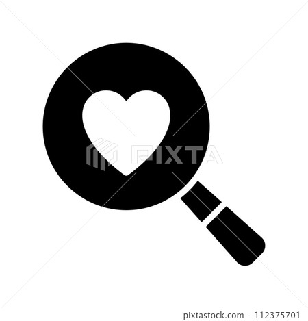 Heart search icon. Heart under magnifying glass. love search. 112375701