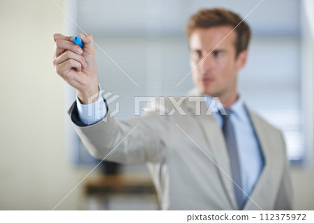 Businessman, pen and hand writing on screen for presentation, sketch and drawing in workplace. Marker, professional and closeup of touchscreen, idea or technology for serious teacher on virtual board Businessman, pen and hand writing on screen for presentation, sketch and drawing in workplace. Marker, professional and closeup of touchscreen, idea or technology for serious teacher on virtual board 112375972