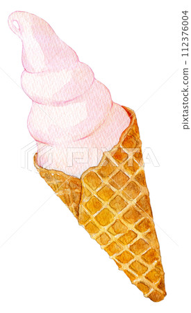 Sakura soft serve watercolor illustration 112376004