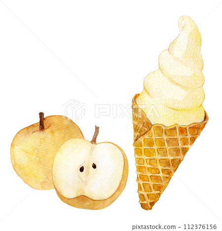 梨子軟冰淇淋水彩插圖 梨子軟冰淇淋水彩插圖 112376156