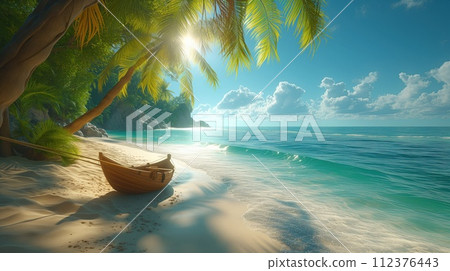 boat on the beach seascape boat on the beach seascape 112376443