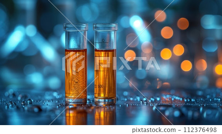 laboratory test tubes blue background 112376498