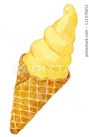 芒果軟冰淇淋水彩插圖 芒果軟冰淇淋水彩插圖 112376652