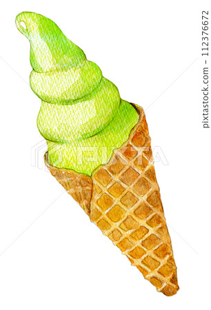 抹茶軟冰淇淋水彩插圖 112376672