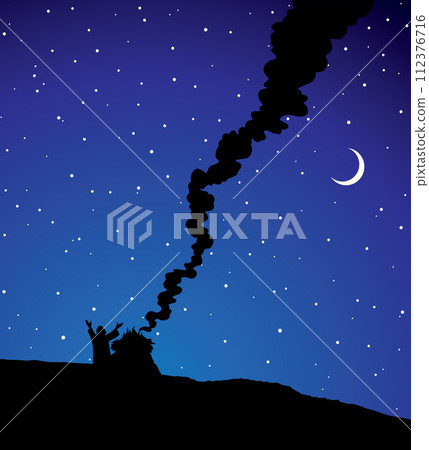 Vector drawing. Noah Offers a Sacrifice to God 112376716