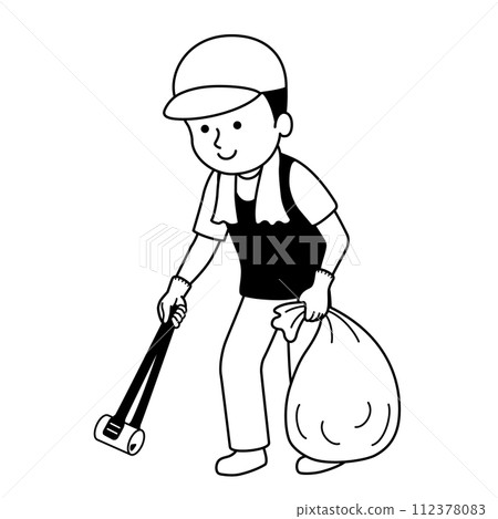 boy picking up trash 112378083