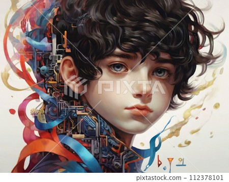 充滿活力的男孩插畫 112378101