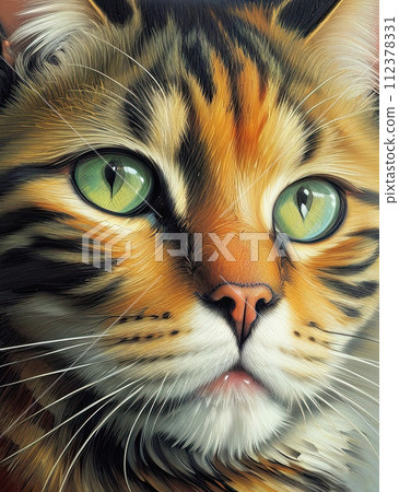 Expressive painting of the cat. 112378331