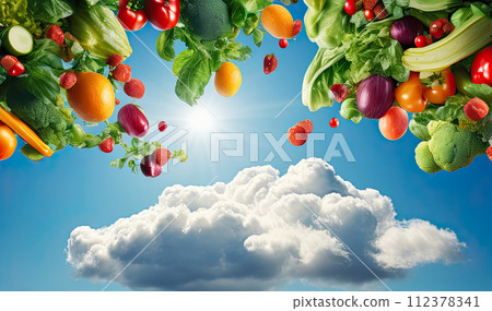 Various vegetables and fruits. Healthy food and nutrition concept. Various vegetables and fruits. Healthy food and nutrition concept. 112378341