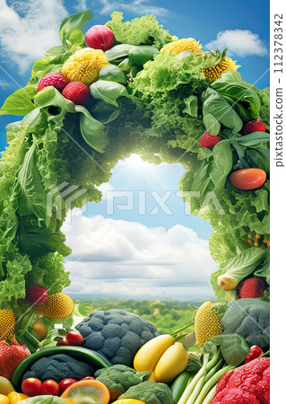Various vegetables and fruits. Healthy food and nutrition concept. Various vegetables and fruits. Healthy food and nutrition concept. 112378342