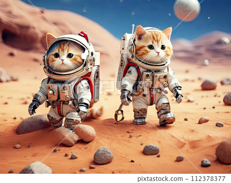Funny cats astronauts at the space. Funny cats astronauts at the space. 112378377