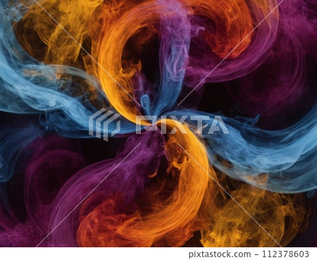 Multicolor smoke on a black background. Multicolor smoke on a black background. 112378603