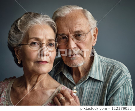 Portrait of an elderly couple in love. Portrait of an elderly couple in love. 112379033
