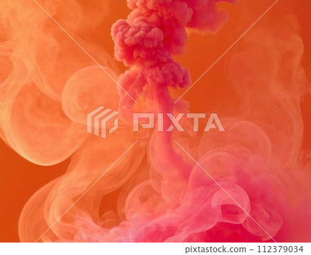 Explosion of smoke on pink and orange colors. Explosion of smoke on pink and orange colors. 112379034