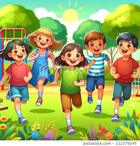 孩子們在大自然中玩耍 孩子們在大自然中玩耍 112379245