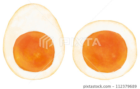 煮雞蛋的橫截面,前視圖 煮雞蛋的橫截面,前視圖 112379689
