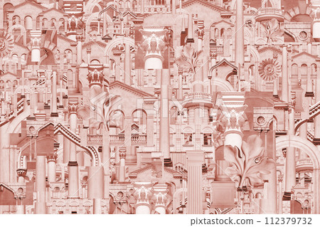 Abstract collage with elements classic architecture. Art poster, concept, zine cover. Background. 112379732
