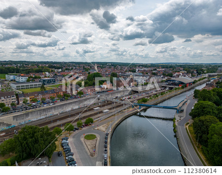 Connecting Threads: Aerial View of Halle's Waterways and Bridges Connecting Threads: Aerial View of Halle's Waterways and Bridges 112380614
