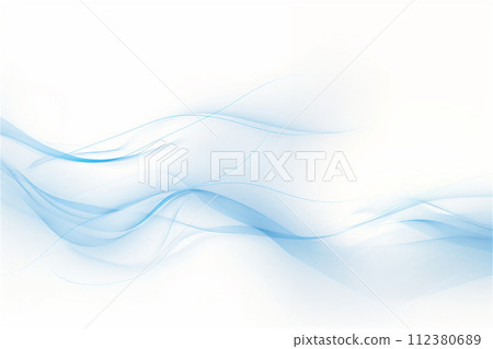 AI-generated content. Blue wavy lines on a white background, elegant delicate background. 112380689