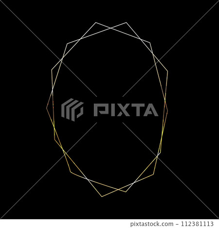 Vector Polygonal Golden Frame for Wedding Invitations or Greeting cards. Golden Glittering Design Template. Vector Polygonal Golden Frame for Wedding Invitations or Greeting cards. Golden Glittering Design Template. 112381113