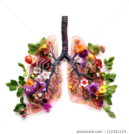 Human lungs in the shape of flowers 112381114