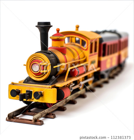 Children's toy train on a white background Children's toy train on a white background 112381373