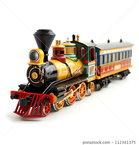 Children's toy train on a white background Children's toy train on a white background 112381375