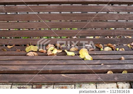 Bench for pedestrians to rest in a city park in Israel. 112381616