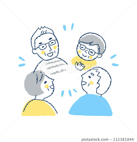 Four senior men and women talking happily 112381844