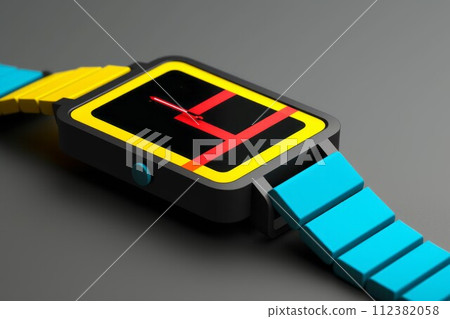 Wrist watch in modern and retro style by luxury color design Created with Generative AI technology. 112382058