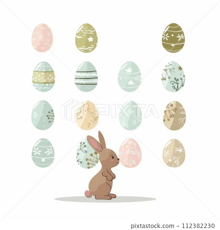 AI-generated content. Easter eggs with Easter rabbit set AI-generated content. Easter eggs with Easter rabbit set 112382230