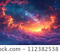 Vivid surreal cosmos in digital art style, revealing celestial wonders. 112382538
